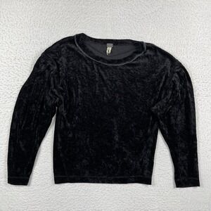 We The Free Shirt Womens XS Black Milan Crushed‎ Velvet Top Balloon Sleeve Boho